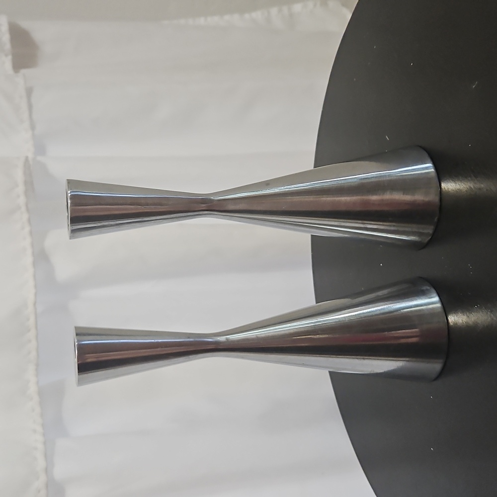 Modern Shiny Silver Candle Holders